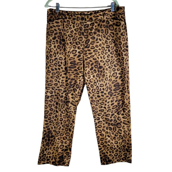 Jones New York Pants - Jones New York Brown Animal Print Stretch Cropped Pants Women Size 14